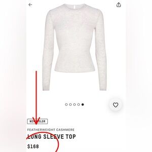 NWT Skims Featherweight Cashmere Long Sleeve Sweater Top $168 msrp